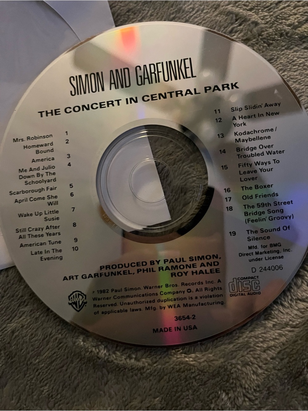 Simon & Garfunkel Concert In Central Park CD Disc Only Live Album